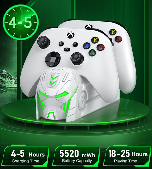 DinoFire A101 XBOX Controller Charger With 2*5520 mWh Rechargable Battery ＆ 4 Cover For XBOX Serise S/X / XBOX ONE S/X