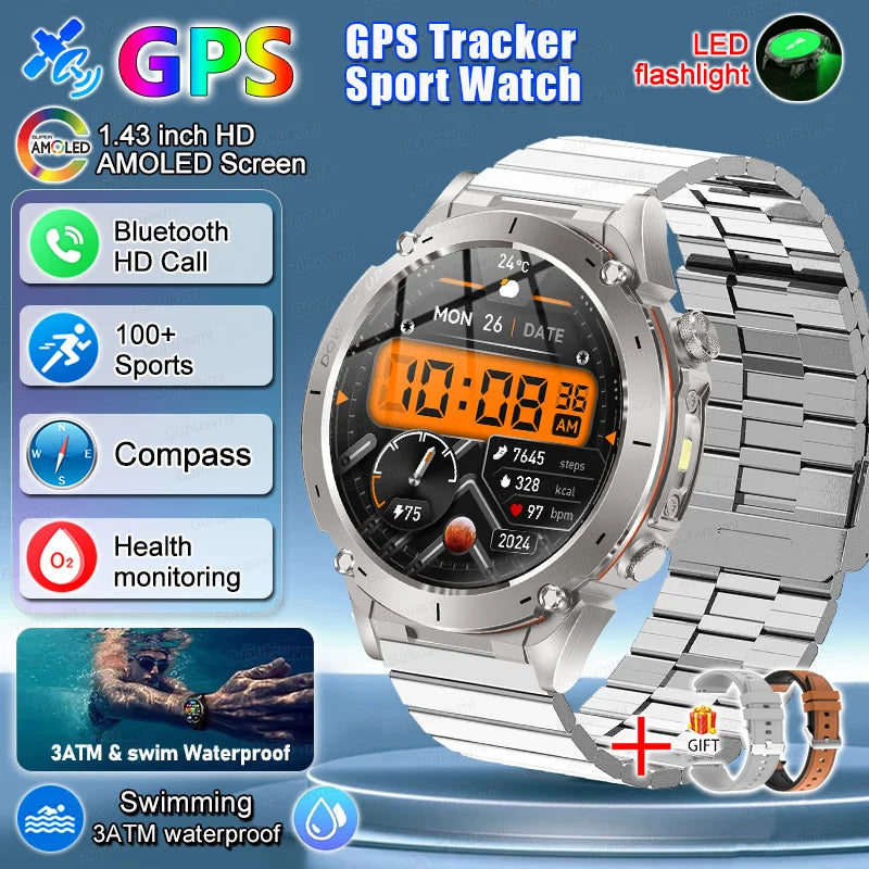 2025 New For Xiaomi Huaiwei Outdoor GPS Smart Watch Men HD AMOLED Screen Compass Waterproof Sport Call GPS Tracker SmartWatches