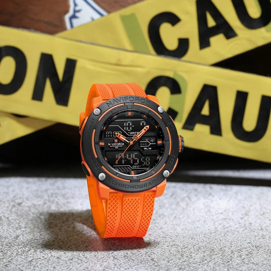 NAVIFORCE 7114 Fashion Electronic Quartz Wristwatch Men Dual Display Calendar Waterproof Casual Watches for Man reloj hombre