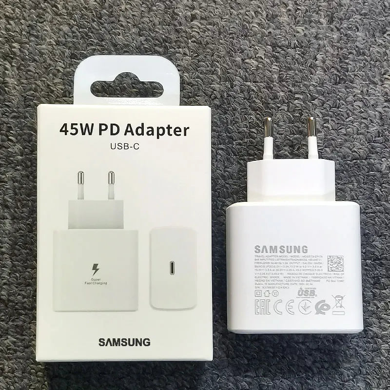 Samsung 45W PD Charger Super Fast Charging Adapter For Galaxy S24 S20 S21 S22 S23 Ultra Z Flip Fold 6 5 4 3 2 For iPhone 15 Pro