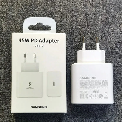 Samsung 45W PD Charger Super Fast Charging Adapter For Galaxy S24 S20 S21 S22 S23 Ultra Z Flip Fold 6 5 4 3 2 For iPhone 15 Pro