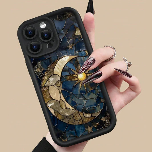 Aesthetic Glass Printed Sun & Moon Phone Case for Xiaomi Mi 14T 14 13 12 12T 11 Lite Poco X7 X6 F6 F5 X5 M Pro 4G 5G Soft Cover