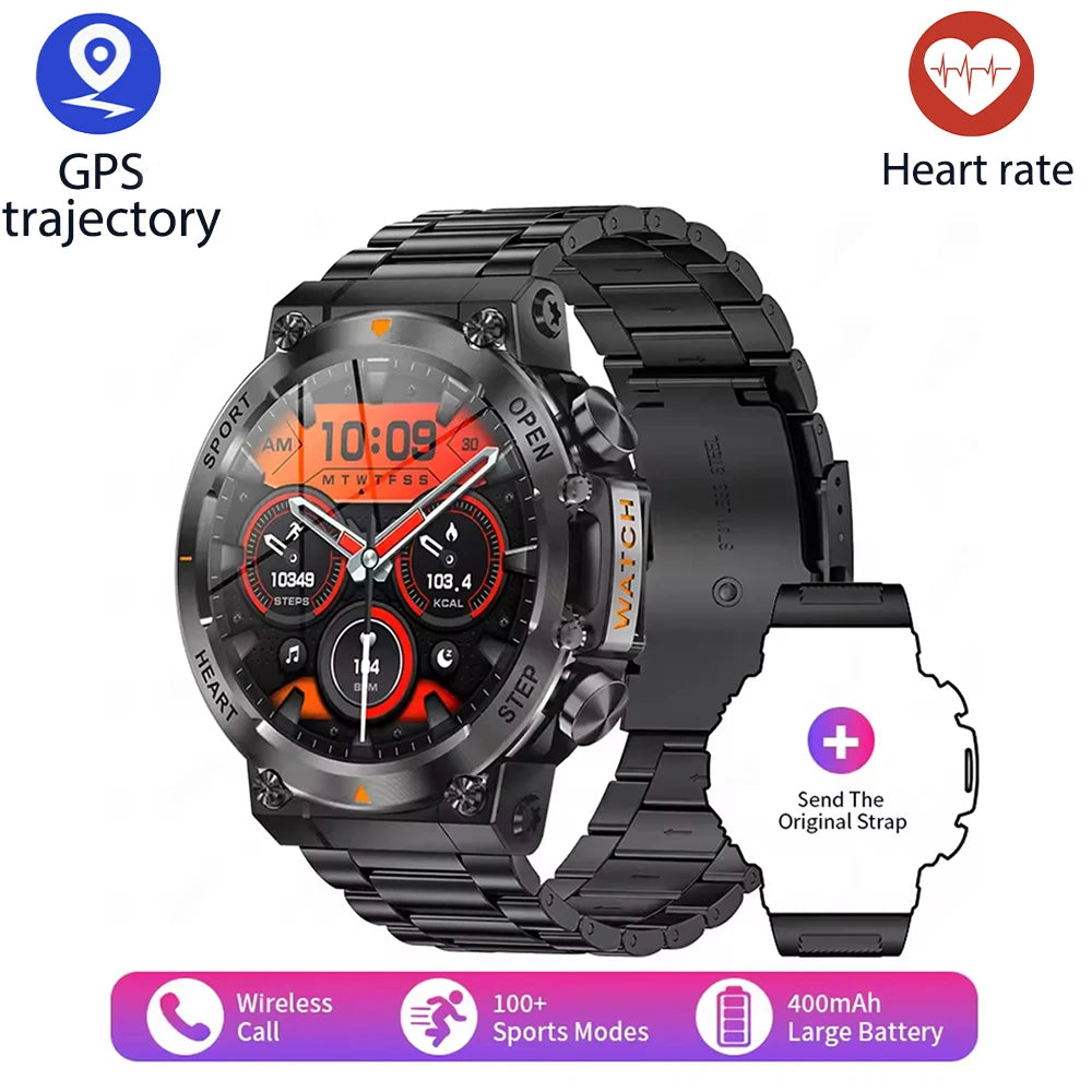 2025 New Outdoor Sports Smart Watch Heart Rate Bluetooth Call APP Fitness Course APP GPS Track 400mAh Large Battery SmartWatches