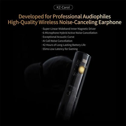 KZ Carol TWS Bluetooth 5.3 Earphone 6 MIC Active Noise Canceling True Wireless waterproof Stereo HiFi in-Ear Earbud