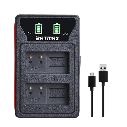 2X DMW-BLC12 BLC12E DMW BLC12 Battery + LED USB Dual Charger Type C Port for Panasonic Lumix FZ1000 FZ200 FZ300 G5 G6 G7 GH2 GX8