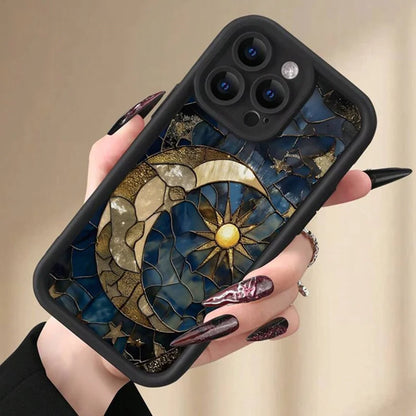 Aesthetic Glass Printed Sun & Moon Phone Case for Xiaomi Mi 14T 14 13 12 12T 11 Lite Poco X7 X6 F6 F5 X5 M Pro 4G 5G Soft Cover
