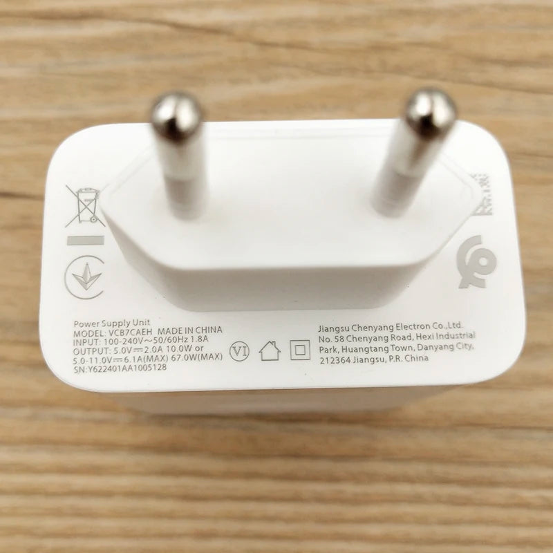 Original 67W Supervooc Fast Charger EU/US/UK Wall Adapter For OPPO Reno 5 6 7 Pro Find X3 Neo X5 Realme GT2 Vooc USB TypeC Cable