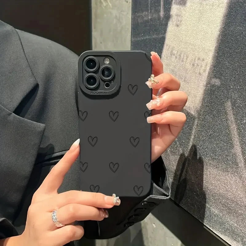 Case For iPhone 16 15 Cases iPhone 14 Pro Max Case Love Pattern Phone Case For iPhone 13 12 11 XS X 7 8 Plus Soft Silicone Cover