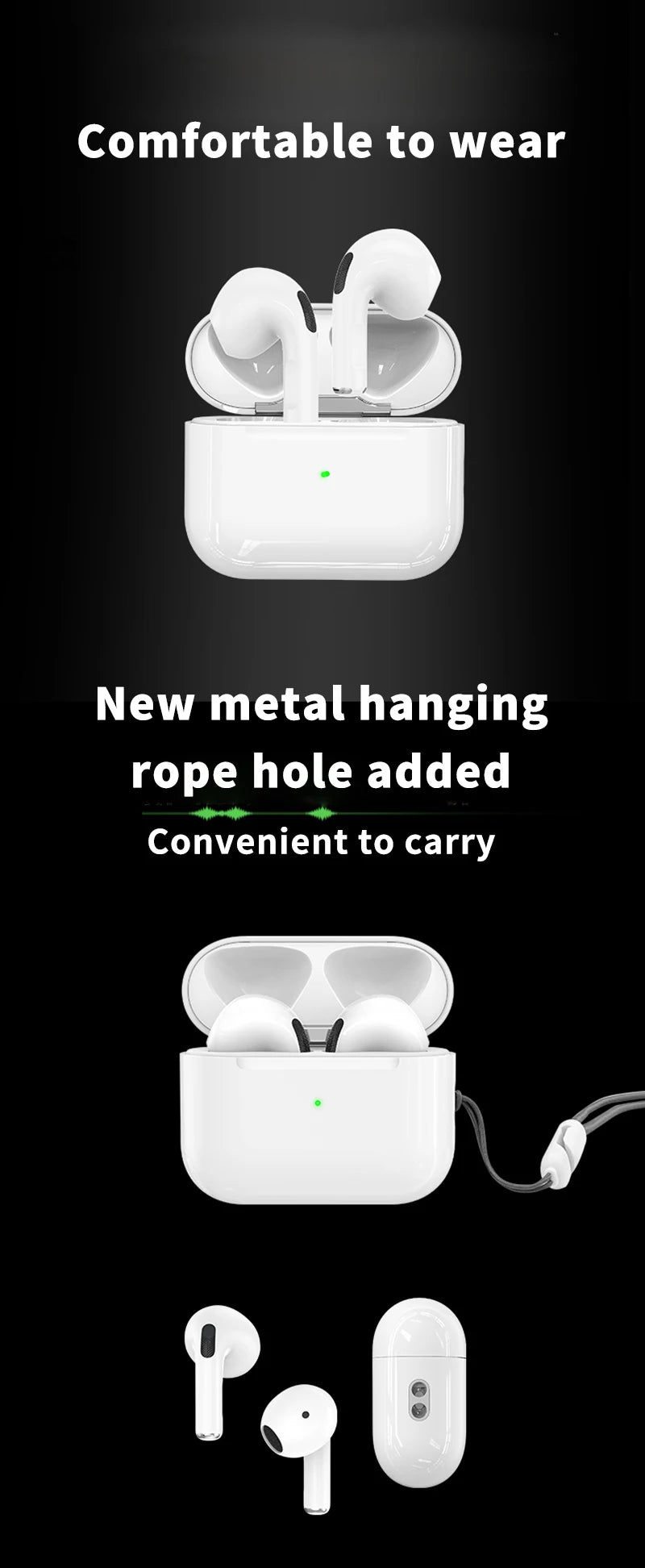 Ear Buds For Iphone Headphones with Space Voice/Shared Audio/Wireless Charging/BT5.3 in-Ear Hi-fi Stereo Wireless Earbuds