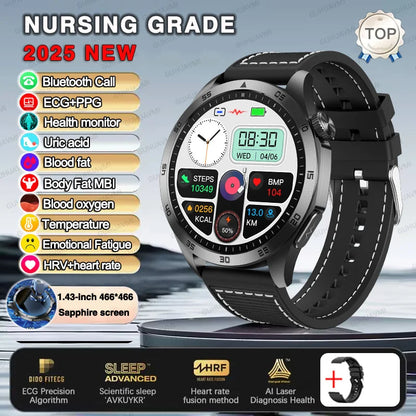For HUAWEI New ECG+PPG Treatment Smart Watch Uric acid Blood pressure Fat Three High Smartwatch Men Sports HD Call Health Clock