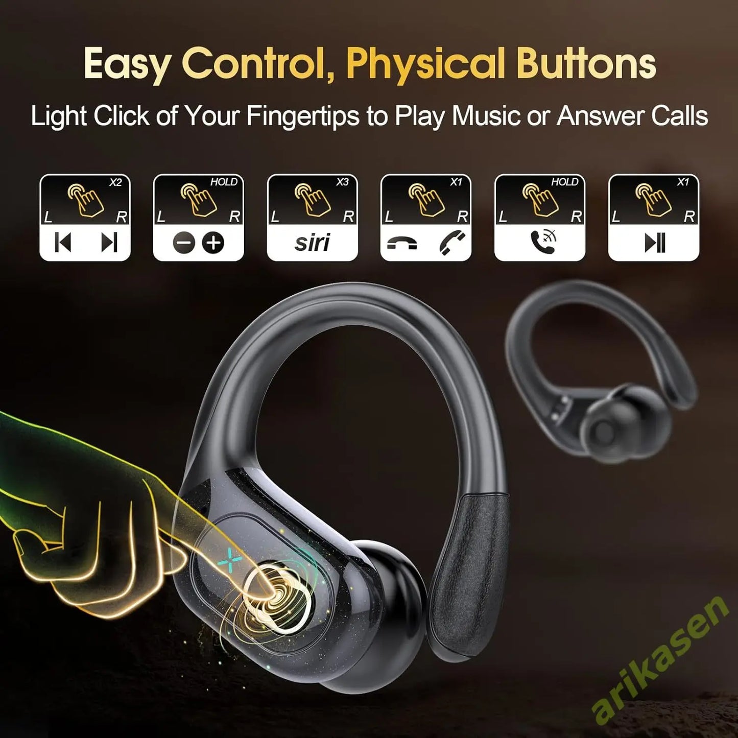 Bluetooth 5.3 Headphones 2024 Wireless Earbuds 75hrs Sport Bluetooth Earphone with Noise Cancelling Mic IPX7 Waterproof Headsets