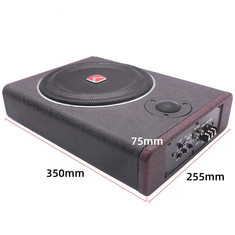 600W 8 Inch Wood Texture Subwoofer Car Audio With treble Slim Under Seat Active Subwoofer Bass Speaker Car Subwoofers Woofer 12V