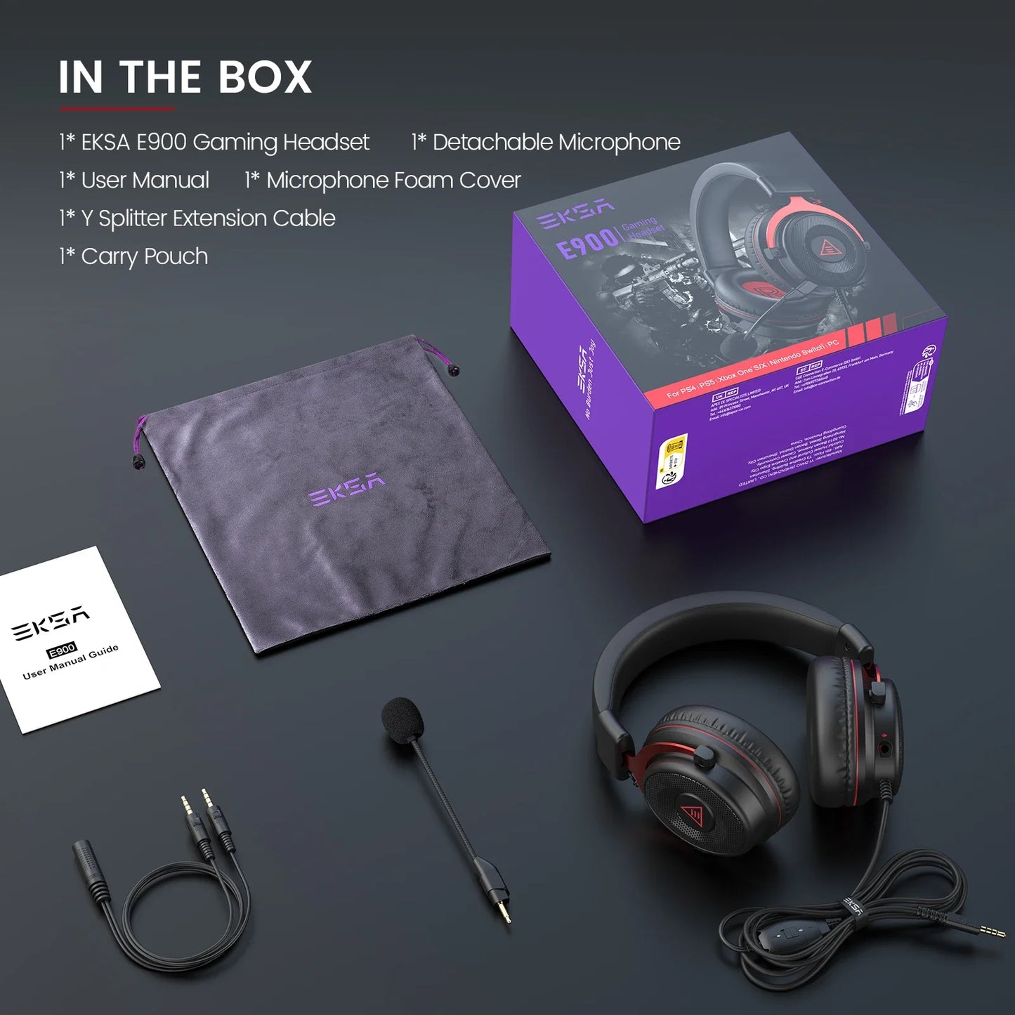 EKSA E900 Wired Gaming Headphones for PC 3D Stereo Surround Sound Gamer Headset with Microphone Gaming Earphone for XBOX/PS4/PS5