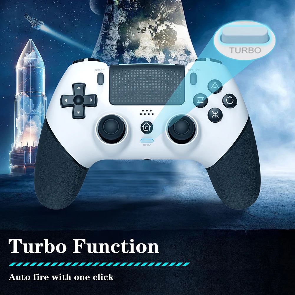 Gaming Controller 6 Axis Gyro Bluetooth-Compatible Macros Turbo Dual Vibration Hall Effect Joystick for PS4/PS4 Pro/PS4 Slim/PC