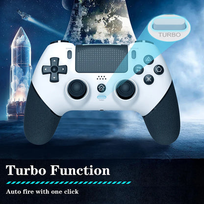 Gaming Controller 6 Axis Gyro Bluetooth-Compatible Macros Turbo Dual Vibration Hall Effect Joystick for PS4/PS4 Pro/PS4 Slim/PC