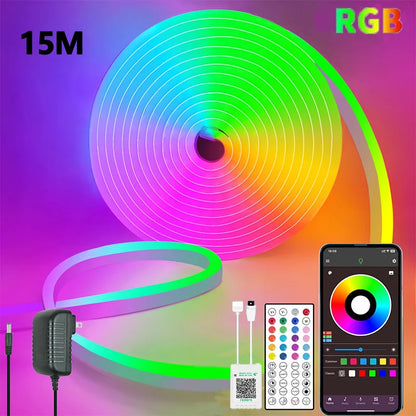 24V LED Strip Light Bluetooth Waterproof RGB Neon Light With Remote Control Music Sync DIY Bedroom Home Decoration Ambient Light