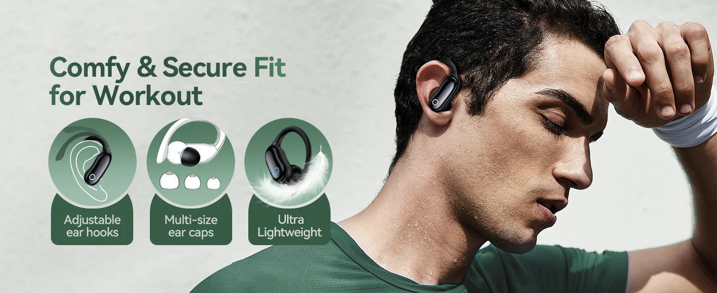 Ear Buds Wireless Earbuds 96hrs Playback Bluetooth Headphones IPX7 Waterproof Stereo Bass Over-Ear Earphones with Earhooks Mic