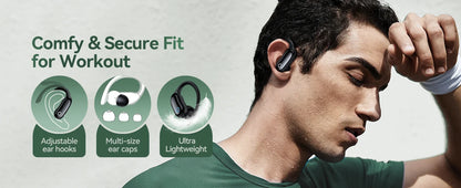 Ear Buds Wireless Earbuds 96hrs Playback Bluetooth Headphones IPX7 Waterproof Stereo Bass Over-Ear Earphones with Earhooks Mic