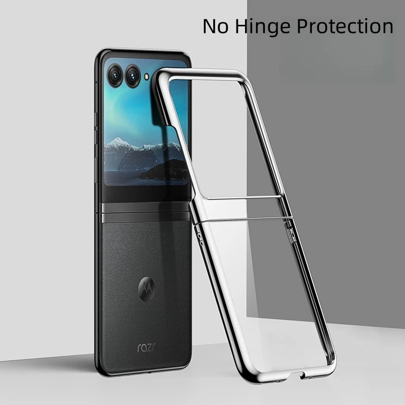 Luxury Transparent Plating Hard PC Flip Phone Case For Motorola Razr 60 50 40 Ultra Pro 2025 2024 Clear Shockproof Back Cover