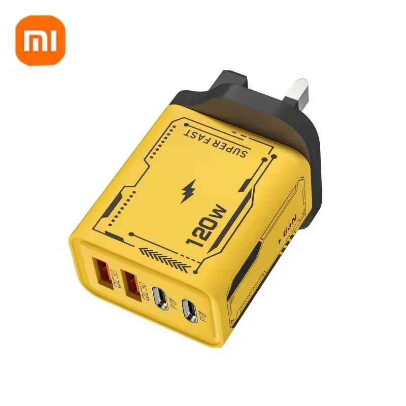 XIAOMI 120W Fast Charger 4Port USB C PD Ultra Quick Charging USB 3.0 Type C EU US Plug Mobile Phone Charger For Huawei iPhone