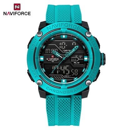 NAVIFORCE 7114 Fashion Electronic Quartz Wristwatch Men Dual Display Calendar Waterproof Casual Watches for Man reloj hombre