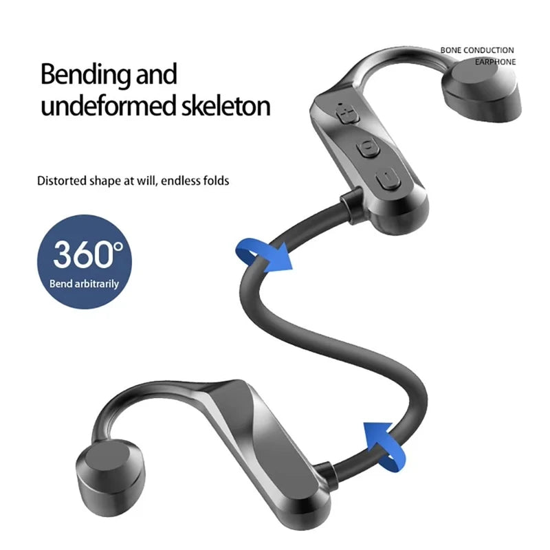 Bone Conduction Earphones IPX8 Waterproof HiFi Headset Suitable For Swimming Bluetooth 5.4 Wireless Sport Headphones MP3 NEW