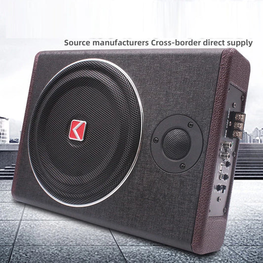 600W 8 Inch Wood Texture Subwoofer Car Audio With treble Slim Under Seat Active Subwoofer Bass Speaker Car Subwoofers Woofer 12V
