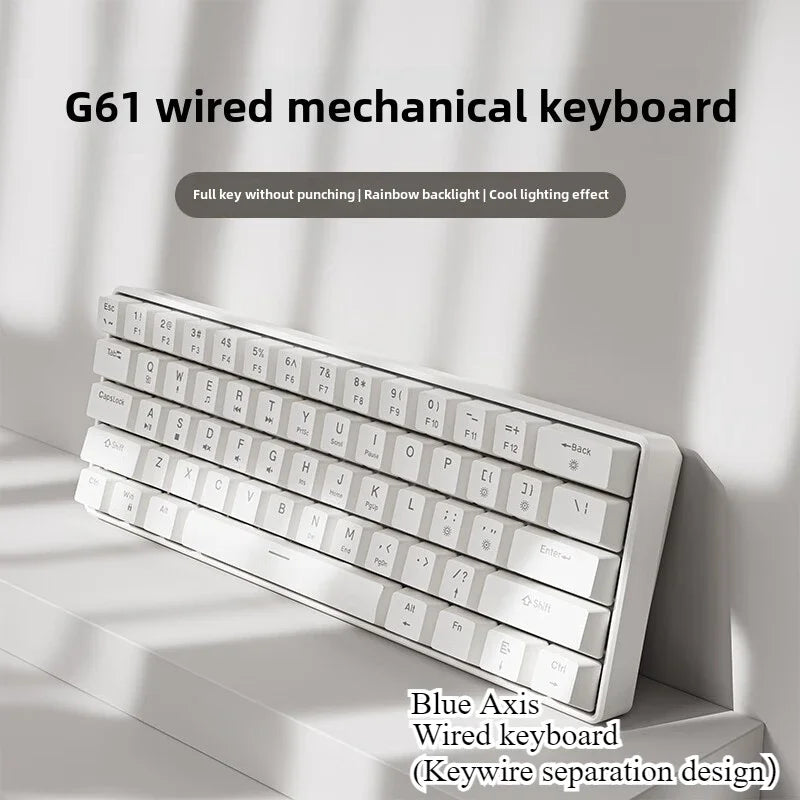 Wired mechanical keyboard 60% gamer bluetooth backlit Keyboards for tablet mini ergonomic  key board white