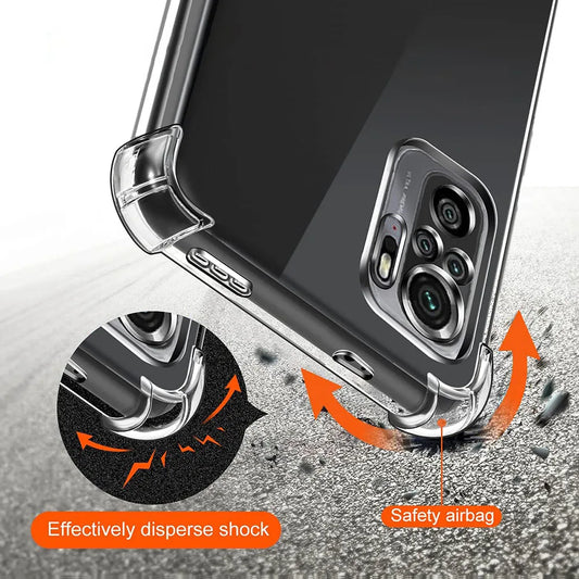 3D Airbag Shockproof Silicone Phone Case For Xiaomi Redmi Note 10 Pro Max Note 10s 10T 10 Pro 4G 5G Clear Ultra Thin Case Caqa