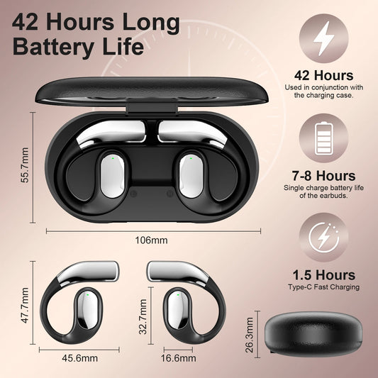 Ear Hook Wireless Earbuds ENC Noise Cancelling Bluetooth 5.4 Headphones Stereo Sound Sport Headset With Mic