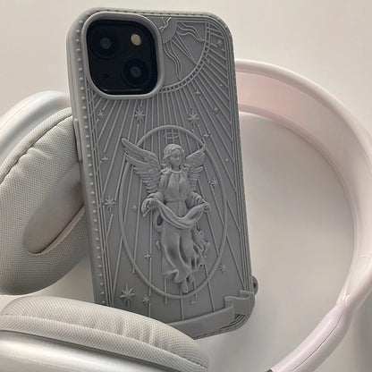 New Fashion Classical Art Angel Statue Silicone Phone Case For iPhone 15 14 13 12 11 Pro Max Matte Soft Retro Girl Back Cover