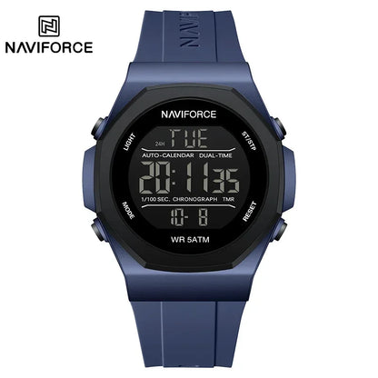 NAVIFORCE Electronic Watches Men LCD Display Waterproof Clock Silicone Strap Luminous Business Man Wristwatch Relogio Masculino