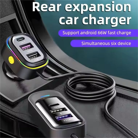 Multi-port Car Charger Super Fast Charger Support Android 66W Type-c Interface Car Car Charging 6 Port Car Charger Car General