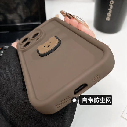 Cute Korean 3D Bear Candy Liquid Phone Case For iPhone 11 13 12 14 15 Pro Max XR XS Max 7 8 Plus Cartoon Cover