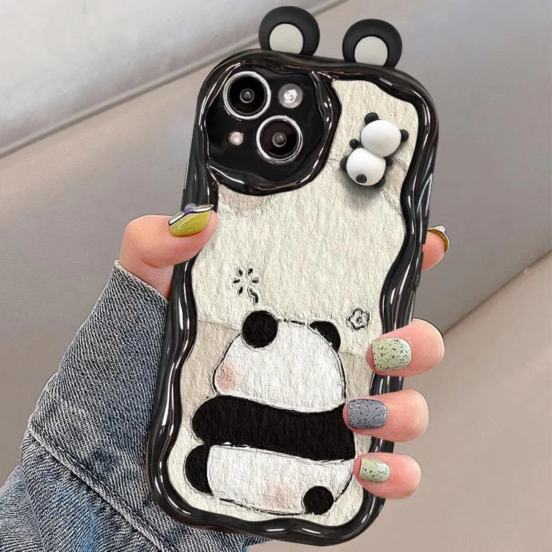 Funny Panda Toy Cartoon Ear Wave Soft Phone Case for Xiaomi Redmi 12C 9A 9C 9T 10C Note 9S 9 8 Pro 10 10S 11 11S 12 Pro Plus 12S