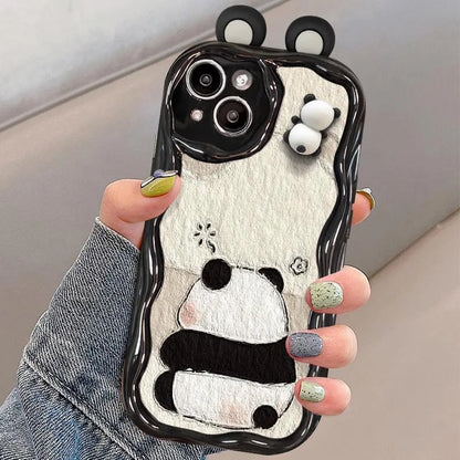 Funny Panda Toy Cartoon Ear Wave Soft Phone Case for Xiaomi Redmi 12C 9A 9C 9T 10C Note 9S 9 8 Pro 10 10S 11 11S 12 Pro Plus 12S
