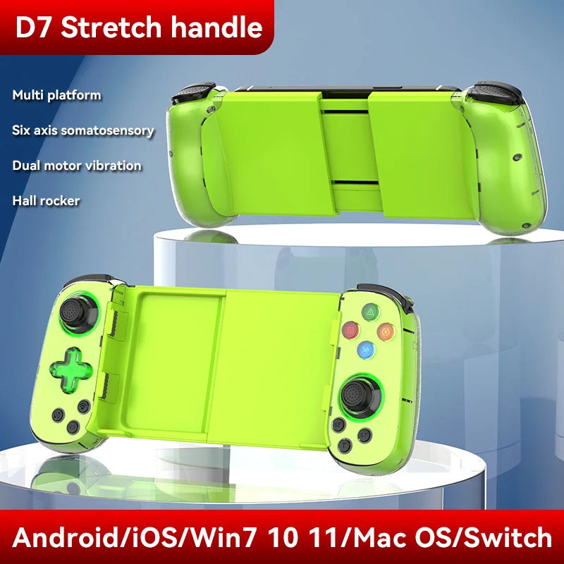 D7 Telescopic Mobile Phone Gamepad Bluetooth 5.0 Type-C Wireless Game Controller Joystick for Android/iPhone /Switch /PS4 /PC