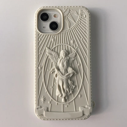 New Fashion Classical Art Angel Statue Silicone Phone Case For iPhone 15 14 13 12 11 Pro Max Matte Soft Retro Girl Back Cover