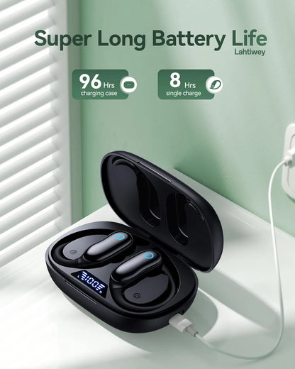 Ear Buds Wireless Earbuds 96hrs Playback Bluetooth Headphones IPX7 Waterproof Stereo Bass Over-Ear Earphones with Earhooks Mic