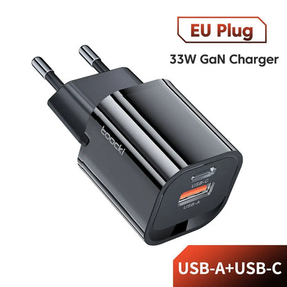 Toocki GaN USB Type C Charger Portable High Speed Charger for iPhone Xiaomi 13 Oneplus Realme PD3.0 QC3.0 PPS Cell Mobile Phone