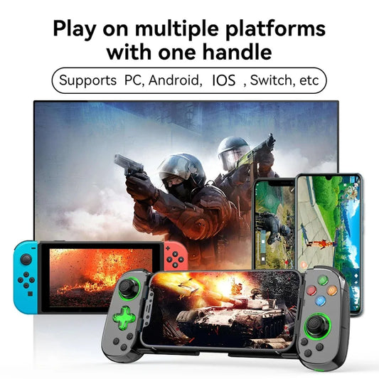 D7 Telescopic Mobile Phone Gamepad Bluetooth 5.0 Type-C Wireless Game Controller Joystick for Android/iPhone /Switch /PS4 /PC