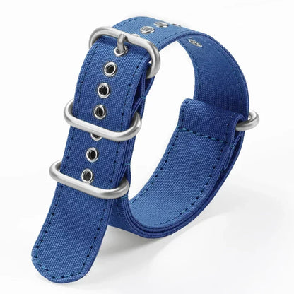 Canvas Nylon Thick Watch Strap for Seiko Smartwatches Stainless Steel Pin Buckle Wrist Straps 18/20/22/24mm Bracelet Watchband