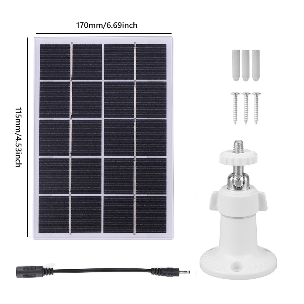10W Solar Panel Charger 360° Adjustable Wall Mount with 9.8ft DC5.5mm Charging Cable for Ring Stick Up Cam and Spotlight Cam