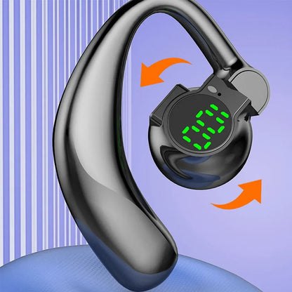 Bluetooth 5.4 Earphones Single Ear Earhooks Noise Cancelling Sports Headphones 360° Rotatable Wireless Earbud with Microphone