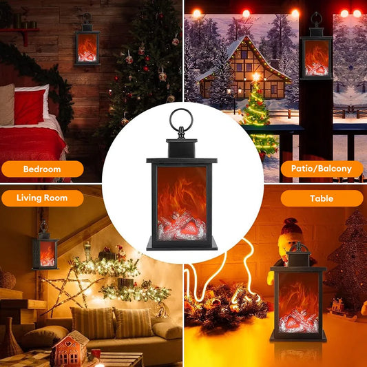 Christmas themed 3D decorative fake fireplace light creative LED flame night light battery night light Christmas decoration