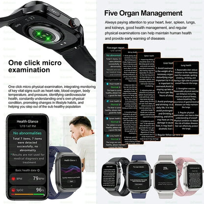 2025 New ECG+PPG Accurate Measure Heart Rate Smart Watch Men Blood Pressure Lipids Uric Acid Bluetooth Call Health Smartwatches