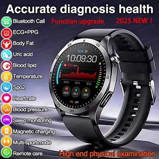 For HUAWEI New ECG+PPG Treatment Smart Watch Uric acid Blood pressure Fat Three High Smartwatch Men Sports HD Call Health Clock