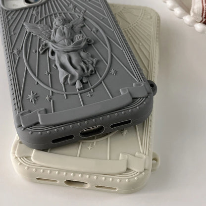 New Fashion Classical Art Angel Statue Silicone Phone Case For iPhone 15 14 13 12 11 Pro Max Matte Soft Retro Girl Back Cover