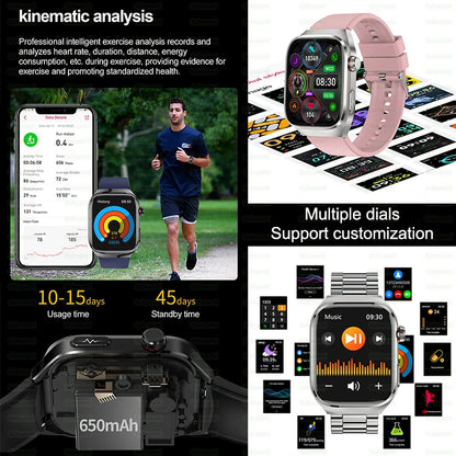 2025 New ECG+PPG Accurate Measure Heart Rate Smart Watch Men Blood Pressure Lipids Uric Acid Bluetooth Call Health Smartwatches