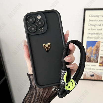 3D Gold Heart Silicone Soft Phone Case For OPPO A98 A96 A95 A94 5G A93 A92 A91 A40M A80 A79 A78 A77 A76 A74 A73 A72 2020 A77S